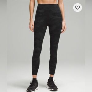 Lululemon Wunder Train Black & Gray Camo High-Rise Leggings 25”, Size 8